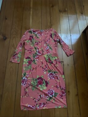 Serra Coral Floral Twist-Front Midi Dress